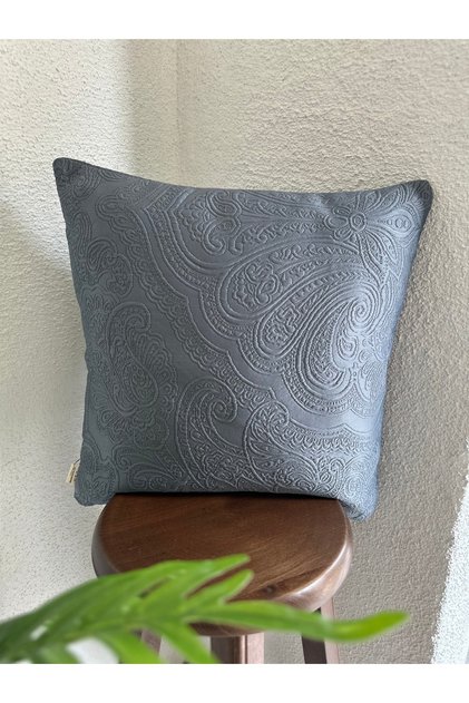 Indigo Blue Quilted Pattern Embossed Throw Pillow Case 1 Pc