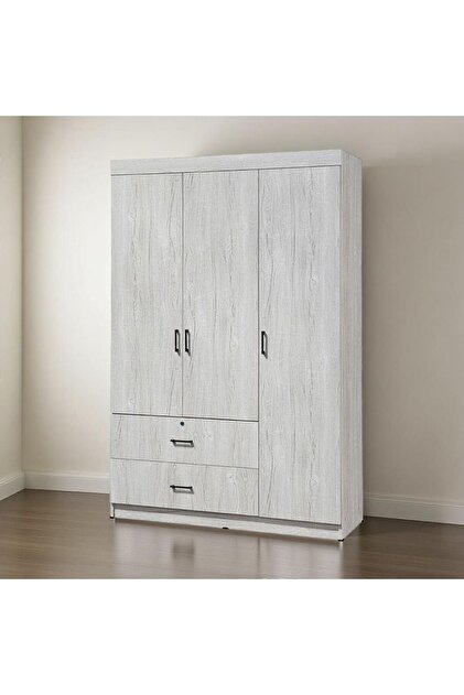 Selva 3 Door + 2 Drawer Wardrobe - White Oak L120xW42xH181cm