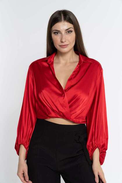 Women's Long Sleeve Blouse with High Waist