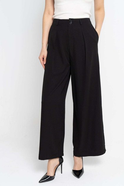 Women's Wide-Leg Long Pants with Pockets