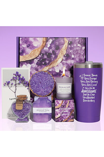 Set cadou spa pentru femei, 7 piese, cadou relaxant pentru Valentine, Ziua Mamei, Craciun, Mov