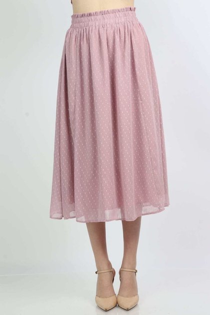 Puffed Midi Skirt with Embroidered Pattern