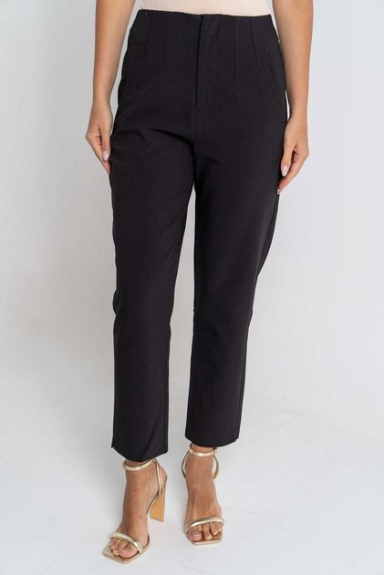 Plain Long Trousers with Pleats