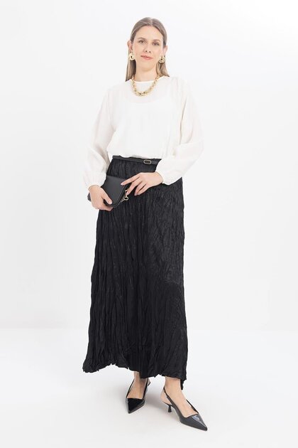 Black-Elastic Basic Skirt