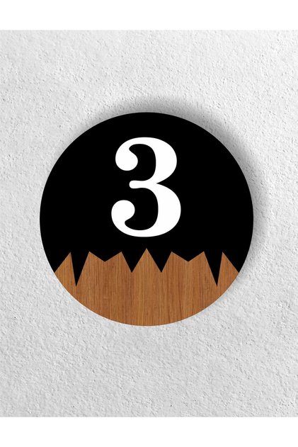 Site -Apartment Hotel Office Door Number -Round Black Composite - Wooden Apartment Door No: 3 Three