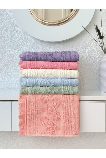 6 Pieces Jacquard Lia Hand Face Towels 50X90