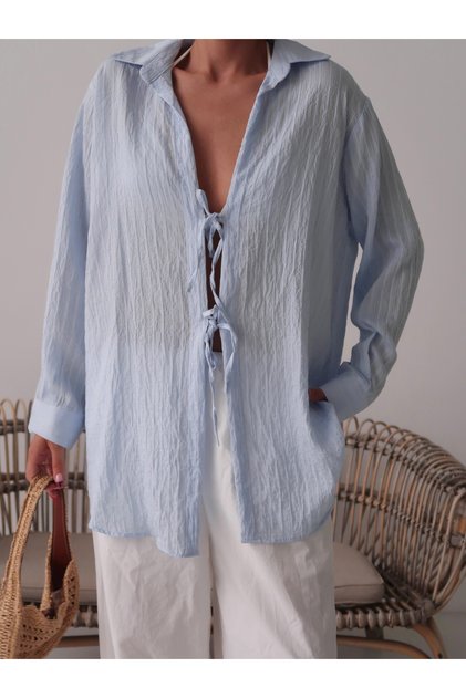 Women's Woven Double Tie Pareo Shirt