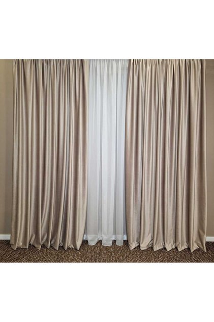 Set 2 draperii catifea lux culoare crem deschis plus bride de prindere
