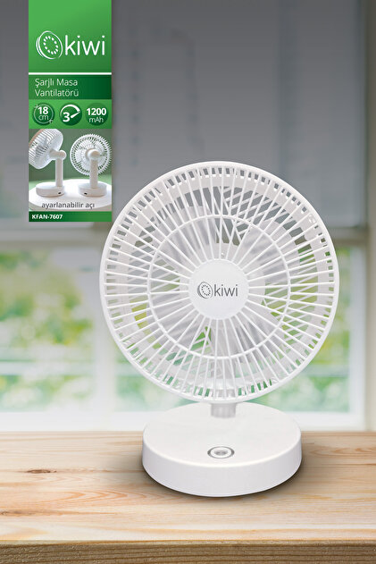 Kiwi Kfan-7607 Şarjlı Beyaz Ayarlanılabilir Mini Fan Masa Üstü