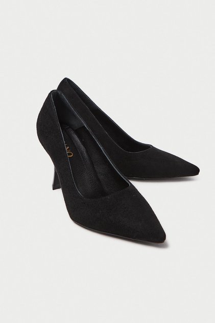 Genuine Leather Mb970-S Women's Thin 9 cm Heels Black Suede Stiletto & Heels Shoes