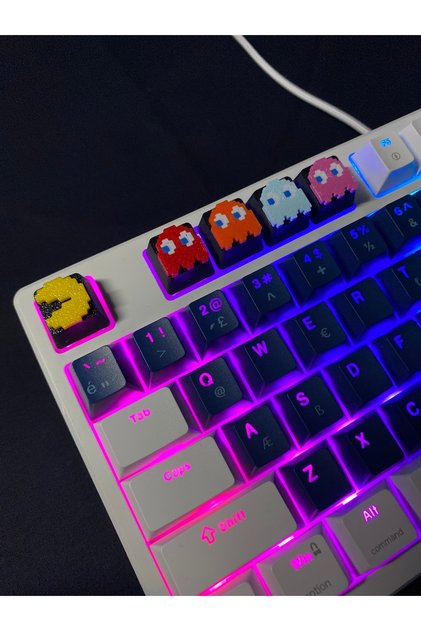 Pac-Man Klavye Tuş Seti (5’li) – Retro Ghost & Pacman Keycap | Mekanik Klavye Uyumlu