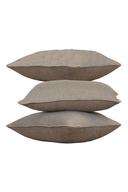 3-Piece Reversible Linen and Velvet Look Throw Pillow Cover Corded Brown