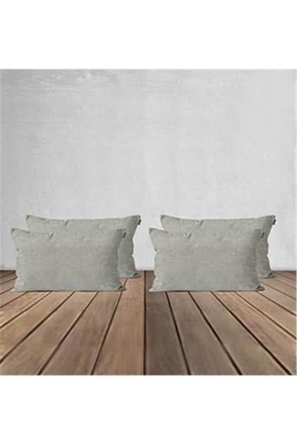 Stone Colored 4-Piece Velvet Textured Throw Pillow Set