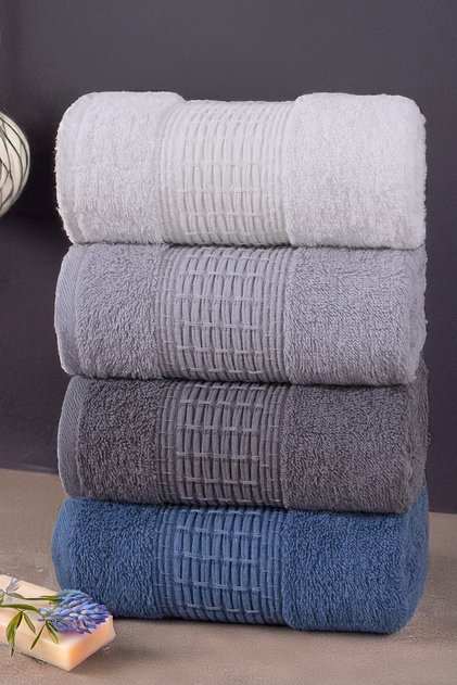 Silk 4-Piece Soft, Premium, Large Hand, Face and Head Towel Set - 50X90Cm 800 Grams