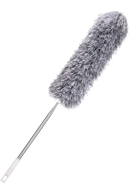 Suport telescopic pentru praf și pânze de păianjen, awwaline, gri, mâner extensibil până la 250 cm