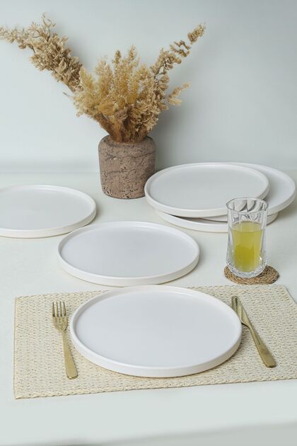 Mat Beyaz Stackable Servis Tabağı 27 Cm 6 Adet 022