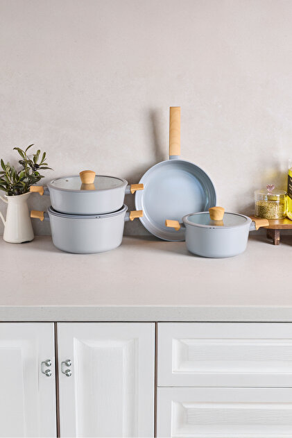 Perotti Danish Cook Grey İndüksiyon Tabanlı 7 Parça Tencere Seti