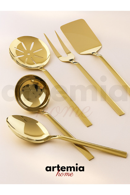 5 Piece Diamond Serving/Sauce Set Gold Stainless Steel 18/10