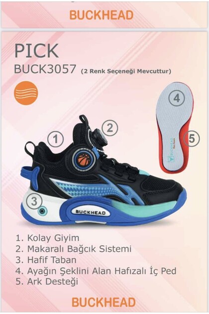 BUCKHEAD BUCK3057 PICK ÇOCUK AKILLI BAĞCIKLI GÜNLÜK AYAKKABI