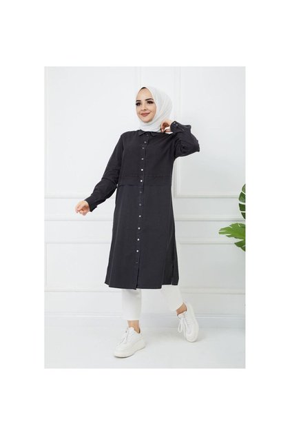 Print Detailed Tunic Anthracite
