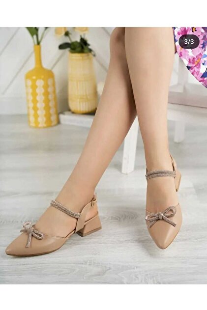 STONE WOMEN'S DAILY SHOES WITH BOW 3 CM HEEL STYLISH AND COMFORTABLE