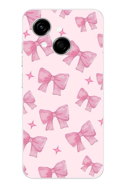 Tecno Spark Go 1 Compatible Pink Bows Transparent Silicone Case