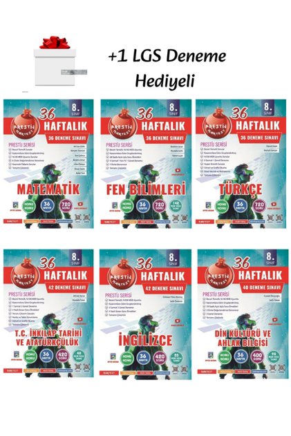 Nartest Yayınları 8.Sınıf (LGS) Tüm Dersler 36 Haftalık Denemeler (6 Kitap) +1 LGS Deneme Hediyeli