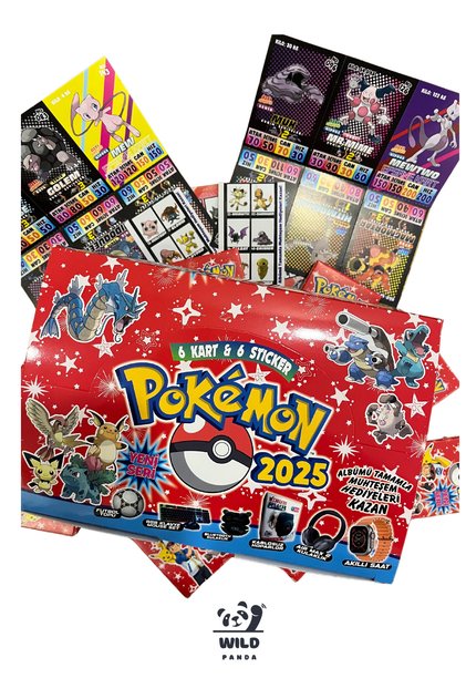 Pokemon 2025 Sürpriz Hediyeler Albümü 6 MİNİ KUTU 36 ADET KART 36 ADET STİCKER 1 ADET ALBÜM