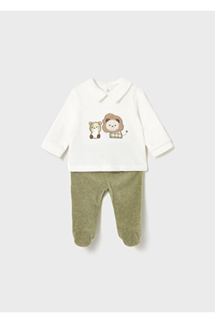 Newborn Baby Boy Velvet Suit Green