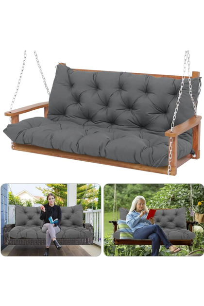 Salıncak Minderi Alt Üst Takım 140x50cm Bağcıklı Su Geçirmez Kumaş - Çift Kişilik Salıncak Minderi