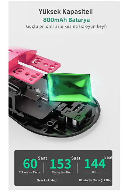 Ajazz Aj179 NL P Near-link 3 Modlu 1000hz 26.000 Dpı 800 Mah