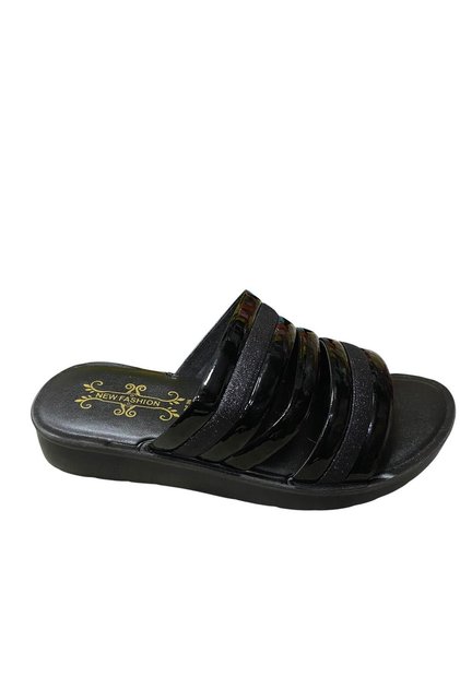 Women's Flat Thick Sole Patent Leather Glitter Slippers
