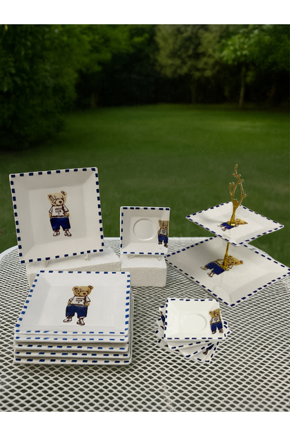 13 Pieces Tea and Treat Set for 6 People Presentation Serving Plates Breakfast Set Hospitality Tea Serving Set