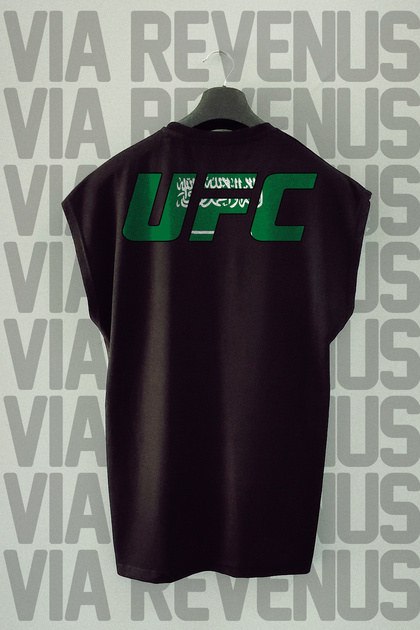 Ufc Saudi Arabia Front and Back Printed Zero Sleeve Crew Neck Sports Tshirt