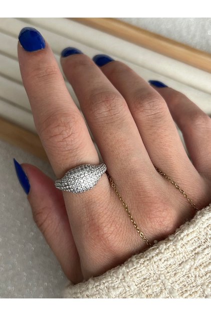 Silver Color Zircon Stone Chubby Ring