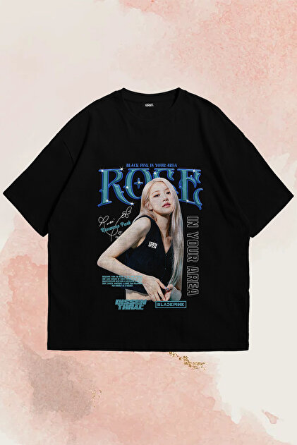 Grove Fashion Blackpink Rose İn Your Area Unisex Ovesize T-Shirt Grove Fashion Blackpink Rose İn Your Area Unisex Ovesize T-Shirt