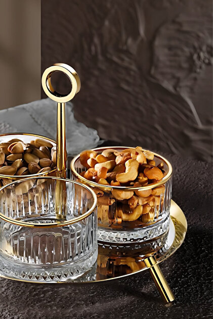 ÖzSa Home Lunes 3'lü Çerezlik Askılı İkramlık Sunumluk 18/10