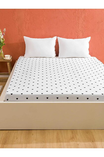 Lcw Home Heart Patterned Double Fitted Sheet (W5)