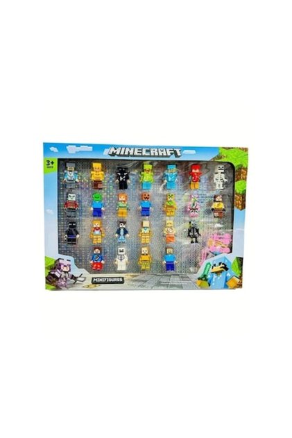 Set 24 Roboti, tip minecraft, multicolor, 5 cm