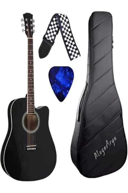 BK 41-Inch Acoustic Guitar for Beginners & Professionals with Gig Bag, Strap & Picks (Black)