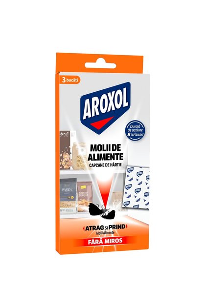 Capcane de hartie antimolii alimente Aroxol, 3 buc