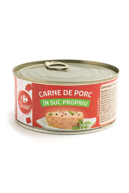 Carne in suc propriu de porc Carrefour 300g