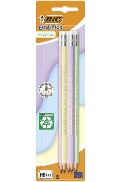 Set of 5 graphite pencils with eraser Evolution Pastel