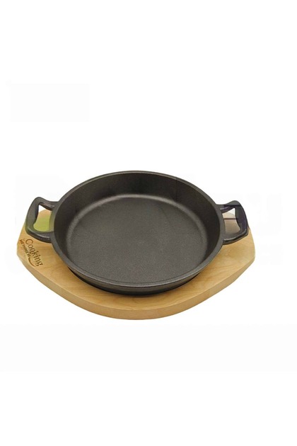Tigaie din fontă pură cu suport din lemn, diametru 20 cm / DCN63551