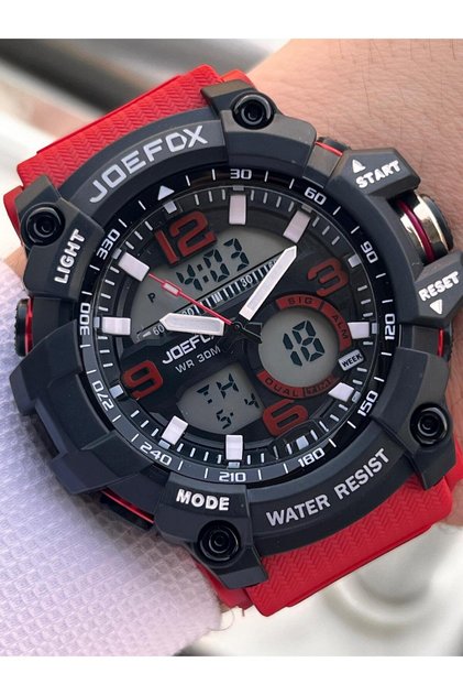 Digital and Analog 2 Years Warranty Chronometer+Calendar+Alarm+Lighting Men's Wrist Watch Joe.Bk05