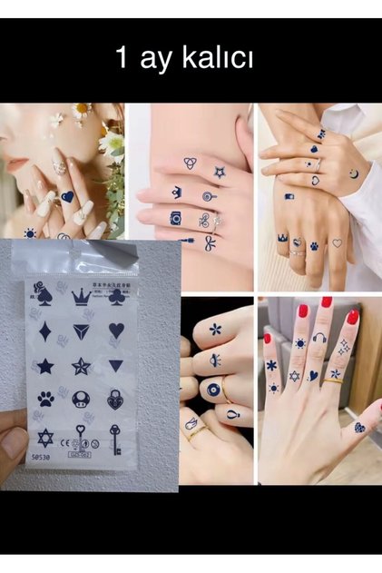 1 ay kalıcı 12 saat sonra kararan mini çoklu parmak el yüz tattoo geçici dövme