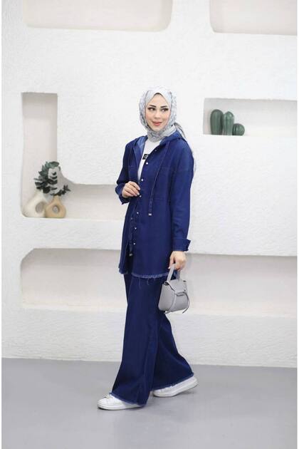 5649 - Stylish, Comfortable, Slim Fabric Women's Denim Pants and Shirt Set