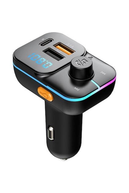 Modulator radio FM auto Bluetooth 5.0 MP3 Type-C cu 2 porturi USB, lumini ambientale și afișaj LED