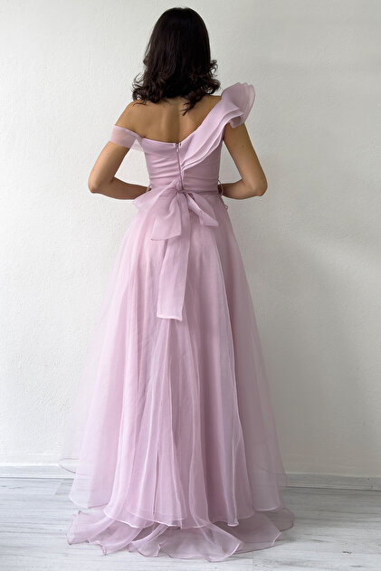 zks grup tekstil Women's Off Shoulder Asymmetrical Hem Tulle