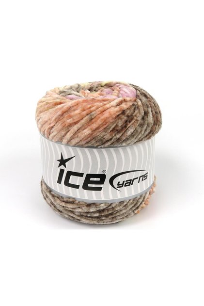 Lot of 2 X 150Gr Skeins Ice Yarns Chenille Splash (100% Microfiber) Yarn Salmon Shades Brown Shades